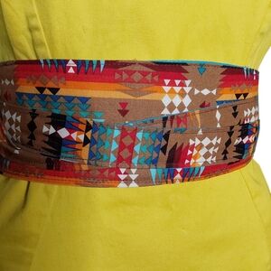 Reversible Colorful Geometric Patterned Women's Belt
